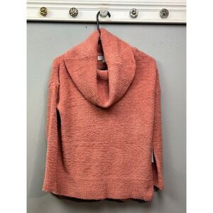 Warm‎ Cozy Lifestyle Coral Pink Chenille Cowl Neck Sweater Top Size Small